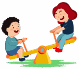 Children playing seesaw