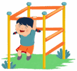Girl playing in a monkey bar