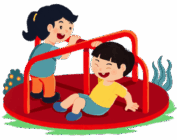 Kids playing in a merry go round