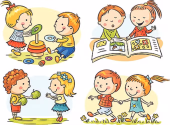 Kids sharing clipart