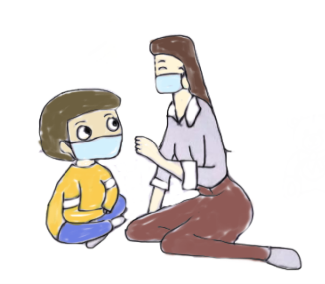 為孩子戴口罩