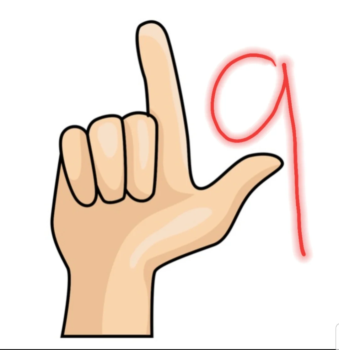手勢字母和9